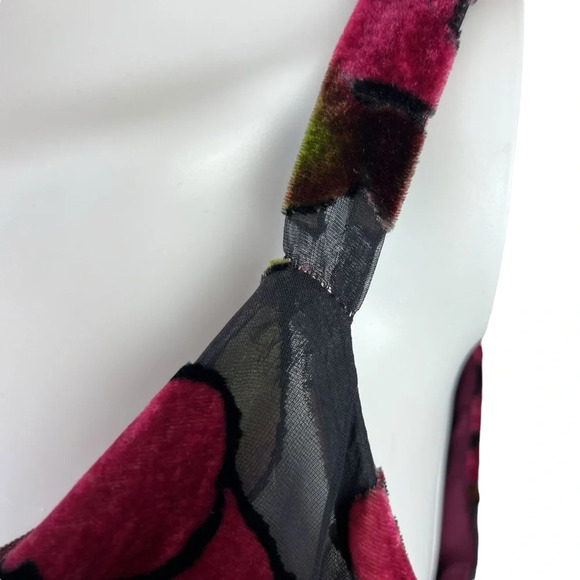 Vintage Bob Mackie Silk Blend Velour Floral Cowl Neck Top - Picture 9 of 10